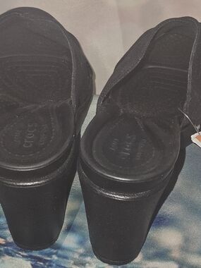 CROCS Black Platform Slide Heels